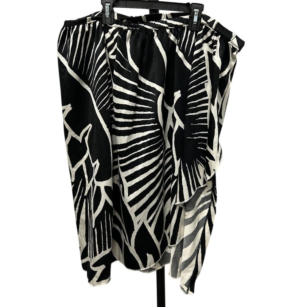 Vintage 90s Sirena Black White Abstract Wrap Skirt